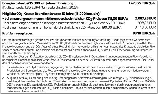 BMW 120 Kraffahrzeugsteuer BMW 120 – Übersicht zu jährlichen Energiekosten, CO₂-Kosten und Kraftfahrzeugsteuer