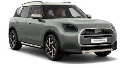 MINI Countryman – Exterieur Hellgrüner MINI Countryman in vorderer Dreiviertelansicht.